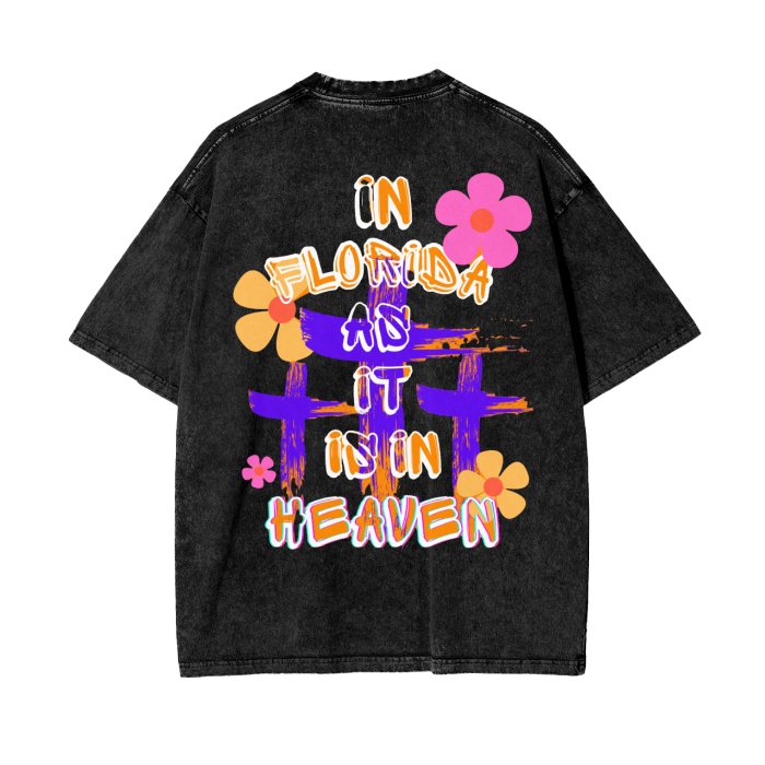 INNYASIIIH: Unisex Oversized Acid Wash Shirt FLORIDA