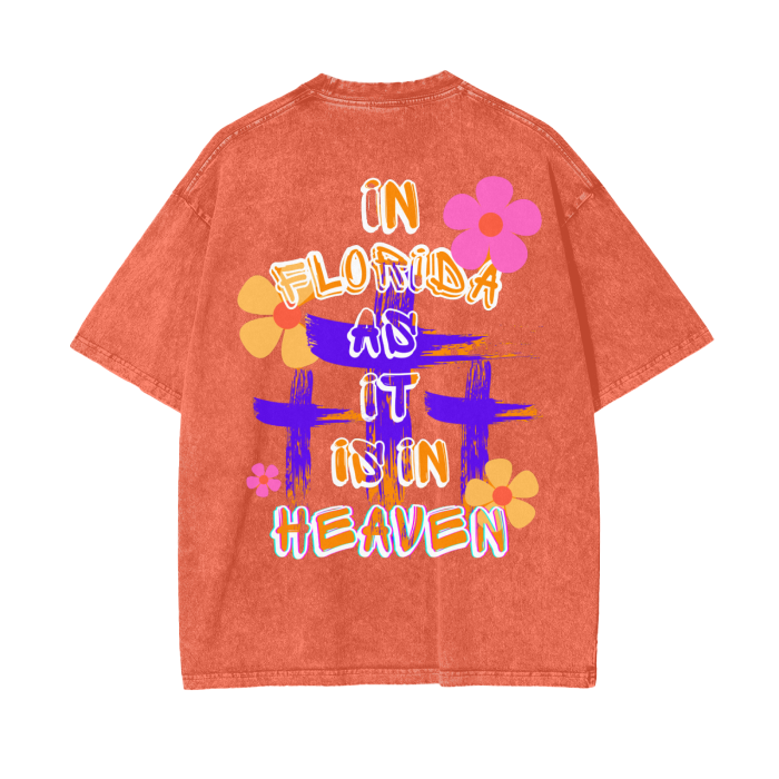 INNYASIIIH: Unisex Oversized Acid Wash Shirt FLORIDA
