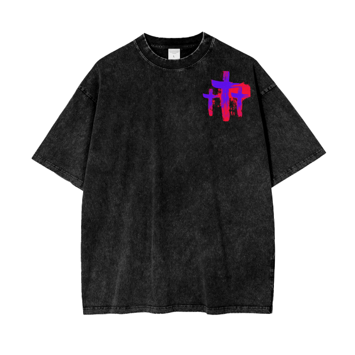 INNYASIIIH: Acid Wash Oversize T-Shirt CHICAGO