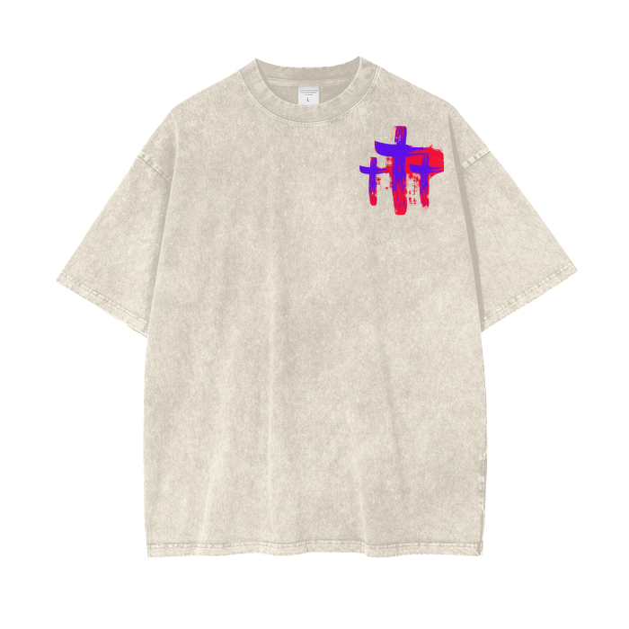 INNYASIIIH: Acid Wash Oversize T-Shirt CHICAGO