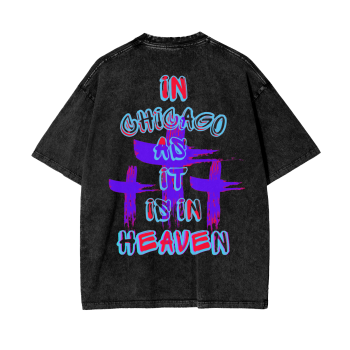 INNYASIIIH: Acid Wash Oversize T-Shirt CHICAGO