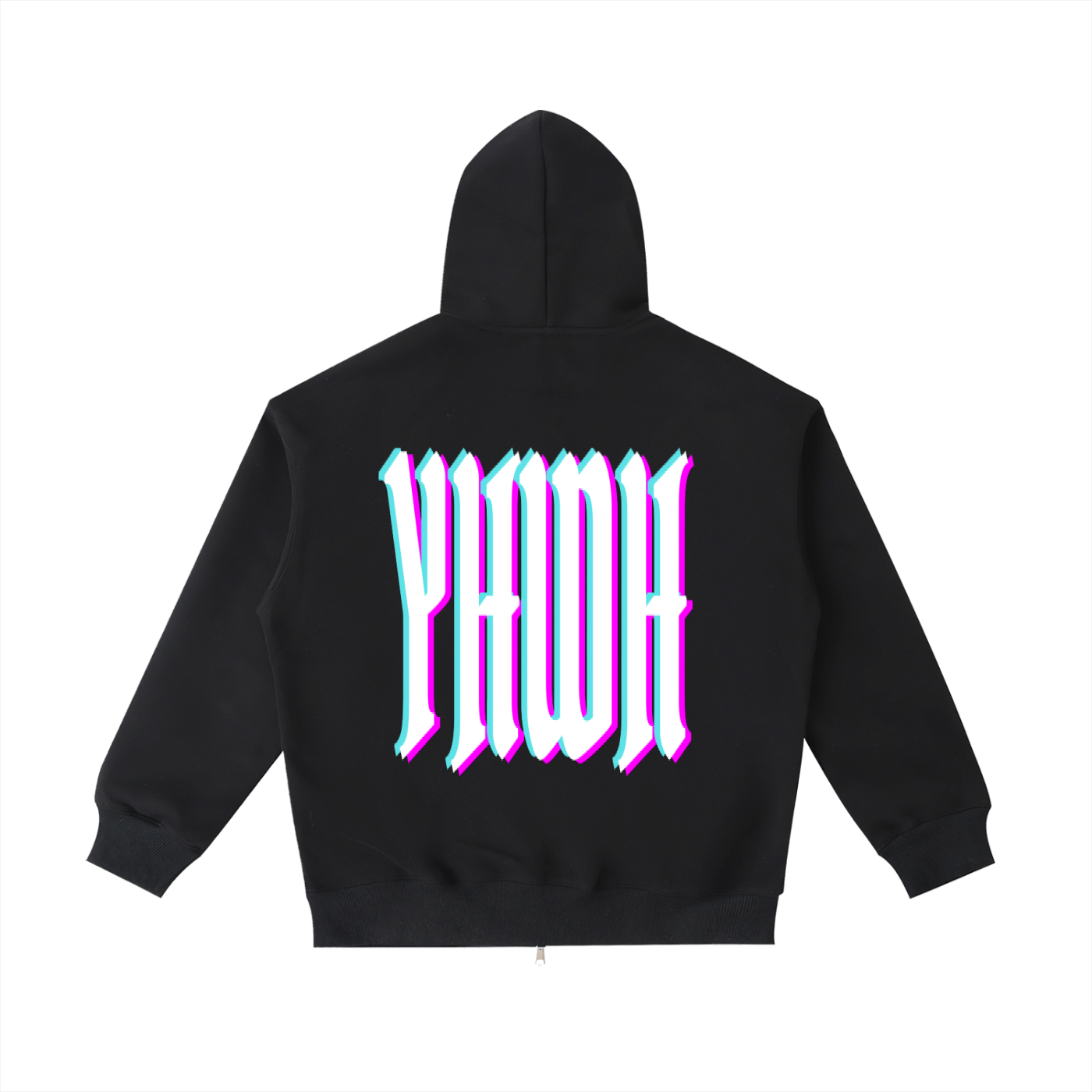 YHWH Zip Up 3D Print Essential Heavyweight Pocket Hoodie (Pink)