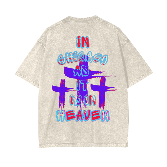 INNYASIIIH: Acid Wash Oversize T-Shirt CHICAGO