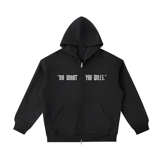 YHWH Zip Up 3D Print Essential Heavyweight Pocket Hoodie (Pink)